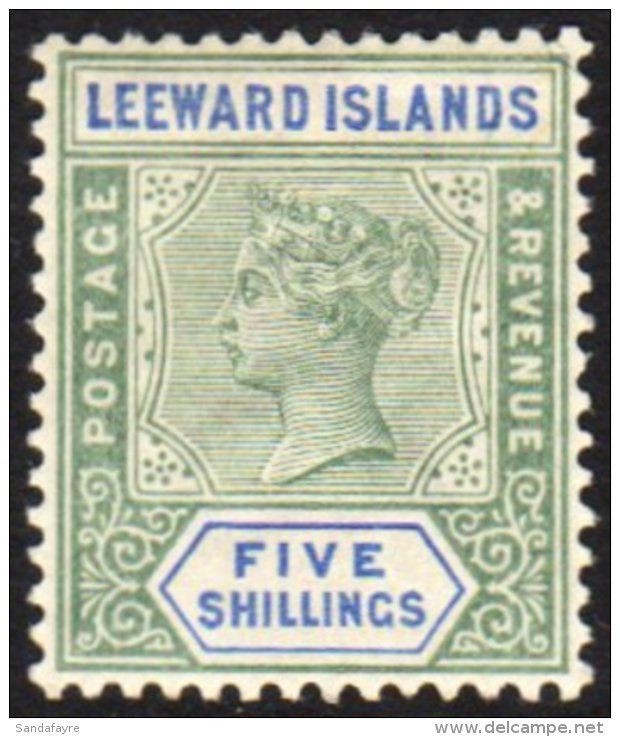 1890 5s Green And Blue, SG 8, Fine Mint.  For More Images, Please Visit... - Leeward  Islands