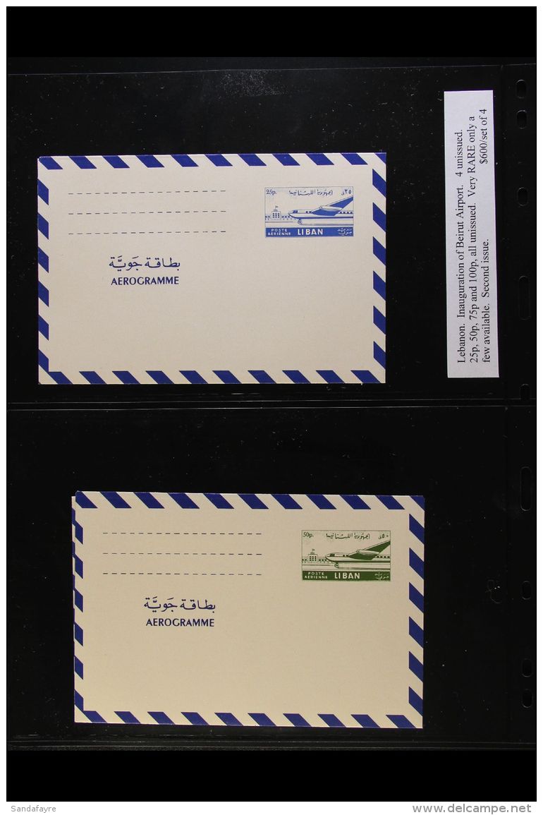 1954 UNISSUED AIR LETTER SHEETS. Inauguration Of Beirut Airport Second Issue Complete Set (25p, 50p, 75p &amp;... - Libano