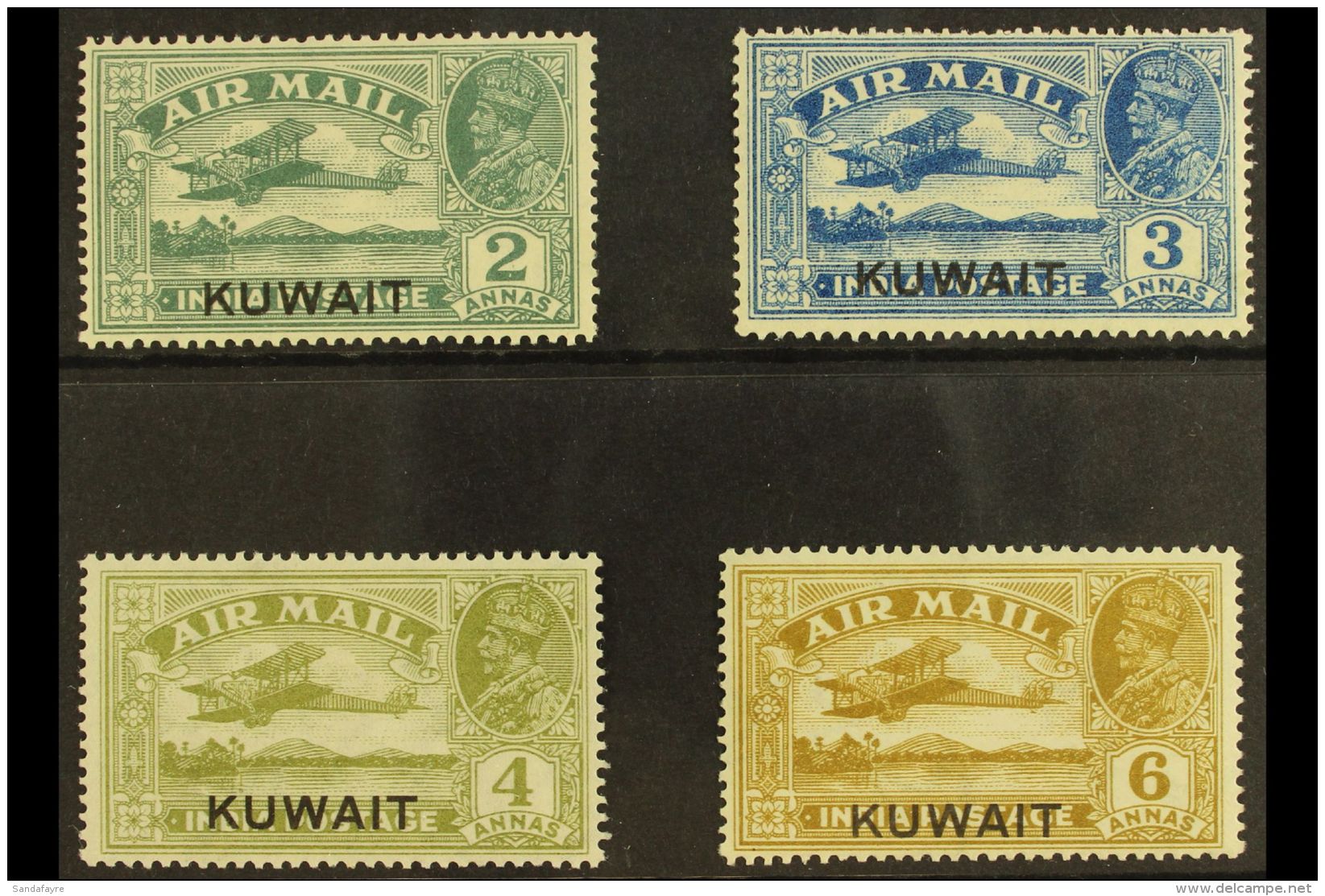 1933-34 Overprints On India Air Stamps Complete Set, SG 31/34, Fine Mint. (4 Stamps) For More Images, Please Visit... - Kuwait