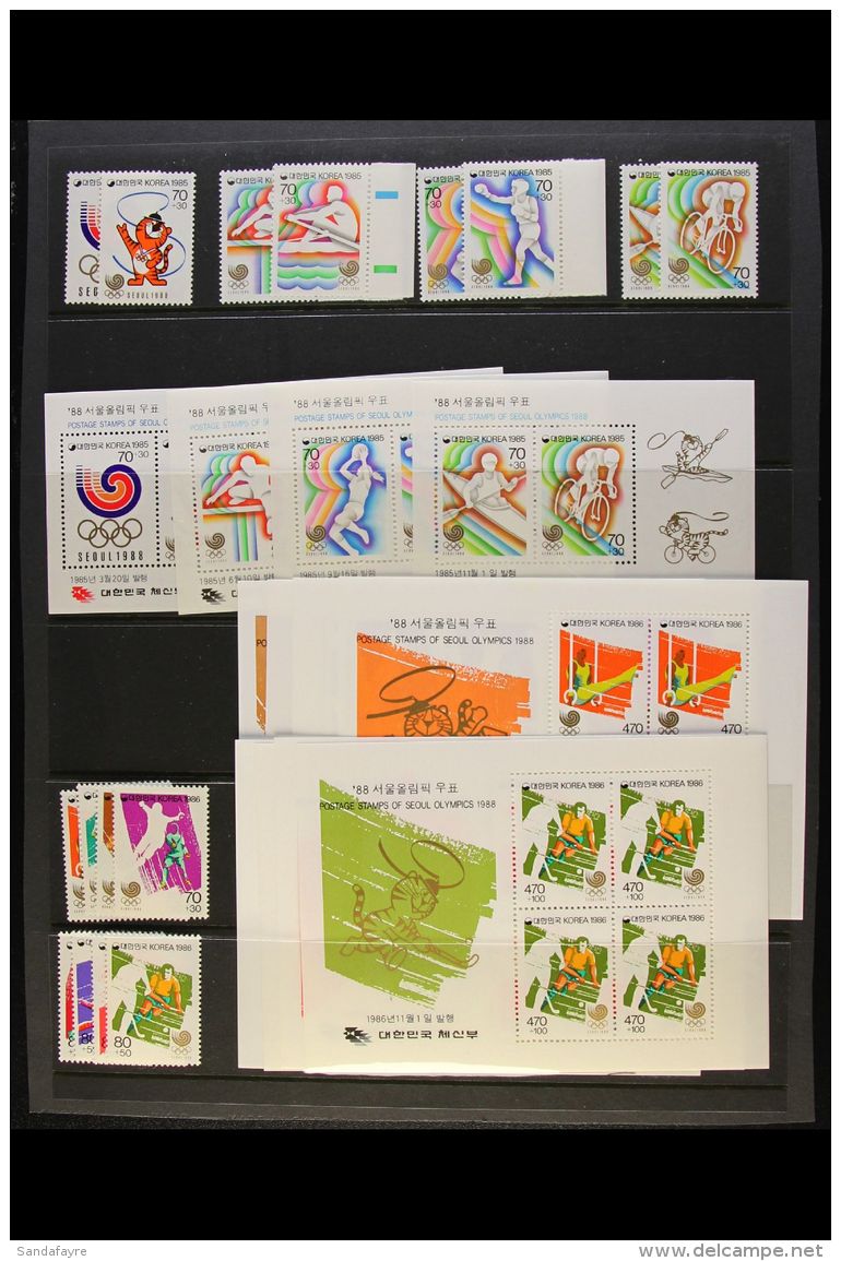 SEMI-POSTAL STAMPS 1985-1988 Olympic Games Complete With All Sets &amp; Mini-sheets, Scott B19/54a, Superb Never... - Corea Del Sud