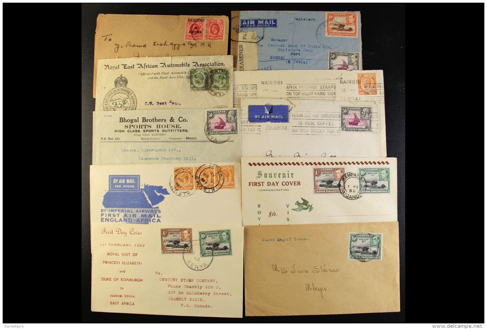 1922-62 INTERESTING COVERS RANGE Incl. 1931 Imperial Airways First Airmail Kisuma To London, 1932 "Orderly Room,... - Vide