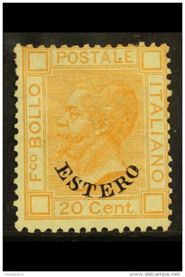 OFFICES IN LEVANT 1878 20c Orange Overprinted "Estero", Sass 11, Very Fine Mint, Large Part Og. Signed Fulpius.... - Other & Unclassified