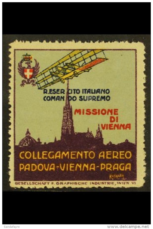 LOCAL SEMI-OFFICIAL AIR POST STAMP. 1919 (-) Padova - Vienna - Prague Flight Stamp, Sanabria S1, Fine Mint. This... - Zonder Classificatie