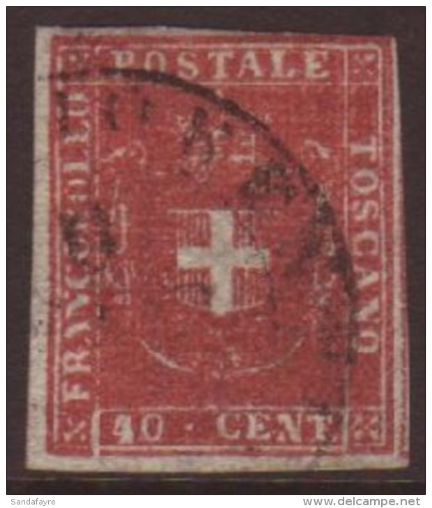 TUSCANY 1860 40c Scarlet Carmine, Sass 21a, Superb Used With Just Clear To Large Margins And Amazing Colour.... - Non Classificati
