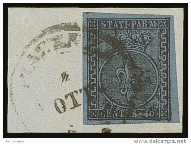 PARMA 1852 40c Black On Blue, Sass 5, Superb Used On Piece With Large To Huge Margins All Round And Tied With Neat... - Zonder Classificatie