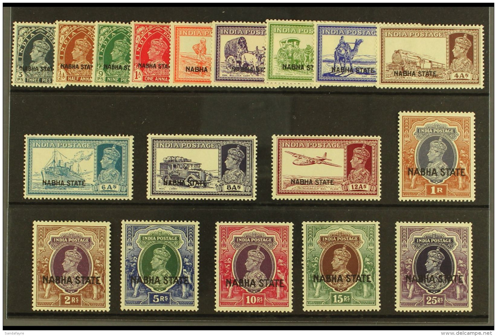 NABHA 1938-39 KGVI Definitives Complete Set, SG 77/94, Very Fine Mint. Lovely Fresh Colours! (18 Stamps) For More... - Other & Unclassified