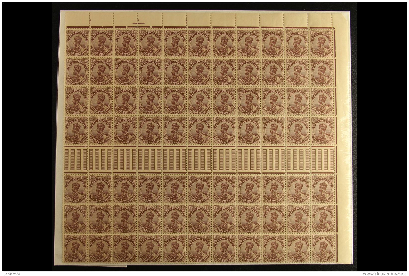 1911-22 LARGE MULTIPLE 1a Chocolate, Type B, SG 165, A Beautiful Never Hinged Mint Inter-pannau Complete Block Of... - Other & Unclassified