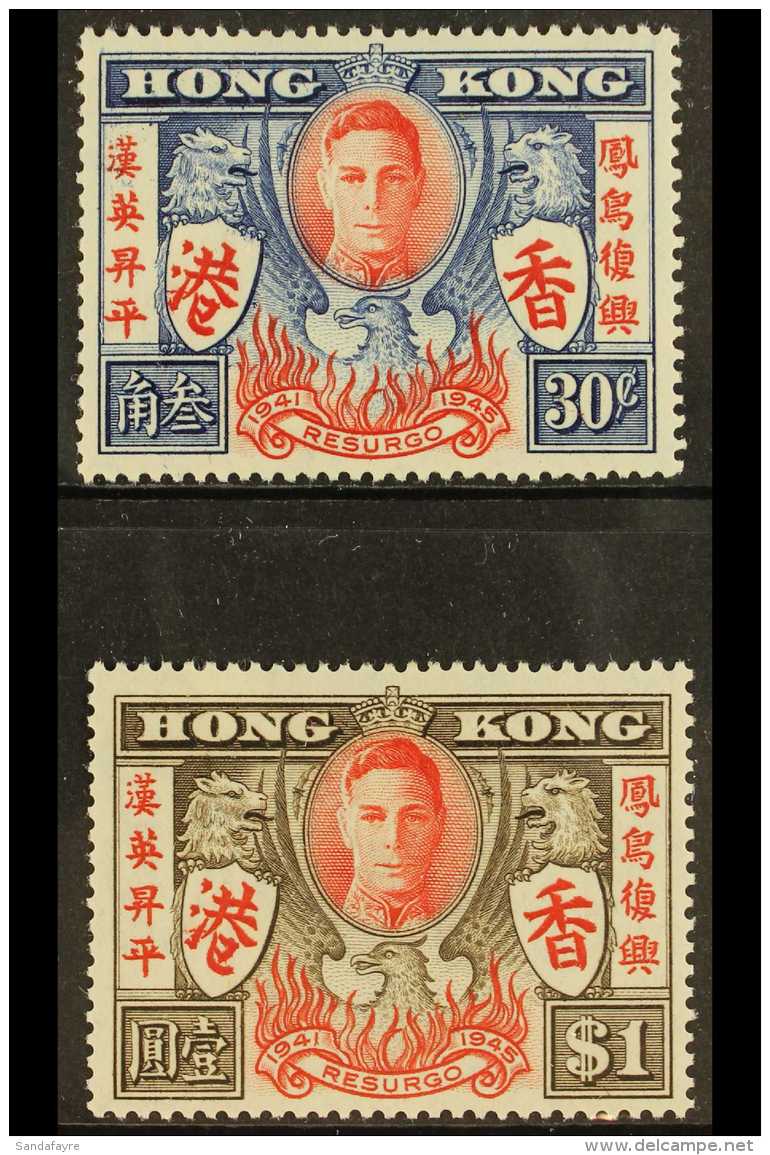 1946 30c &amp; $1 Victory Both With EXTRA STROKE Varieties, SG 169a &amp; 170a, Very Fine Mint, Fresh. (2 Stamps)... - Andere & Zonder Classificatie