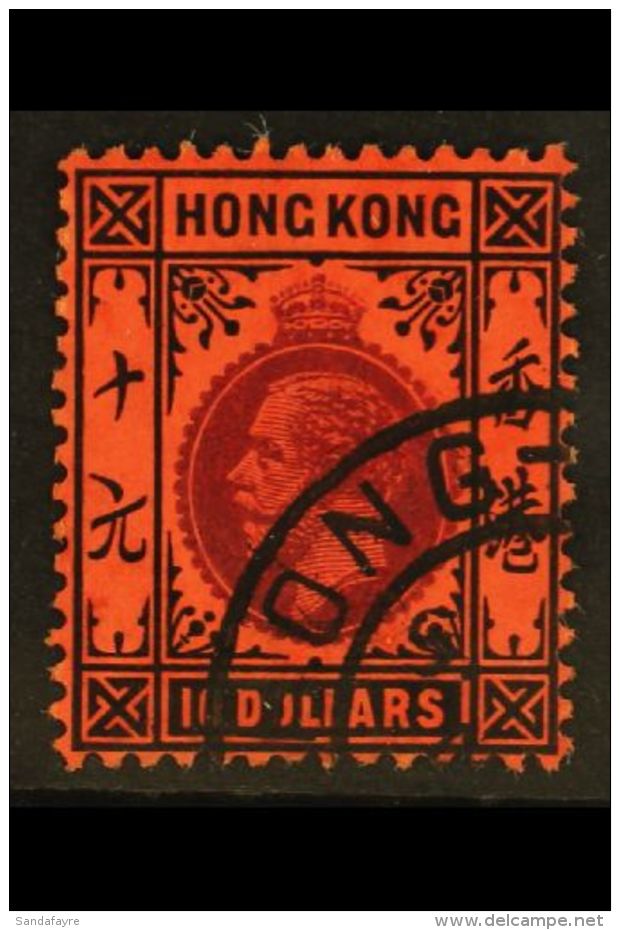 1912 $10 Purple And Black On Red, Geo V, SG 116, Fine Used With Part Airmail Cancel. For More Images, Please Visit... - Andere & Zonder Classificatie
