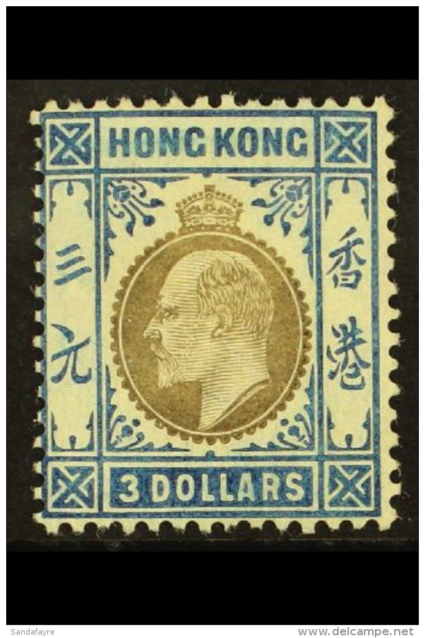 1904 $3 Slate And Dull Blue, Ed VII Wmk MCA, SG 88, Fresh Mint, Light Colour Bleed In Top Panel Otherwise Fine.... - Andere & Zonder Classificatie