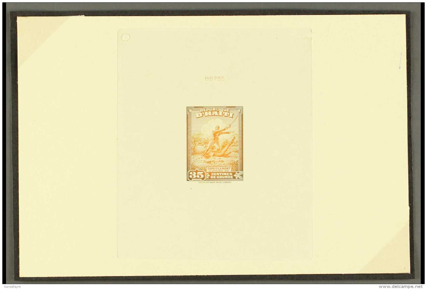 1946 35c "Death Of Col Capois" (shows Horse Shot From Under Him) As Scott 375, A Die Proof In Orange-brown And... - Haiti