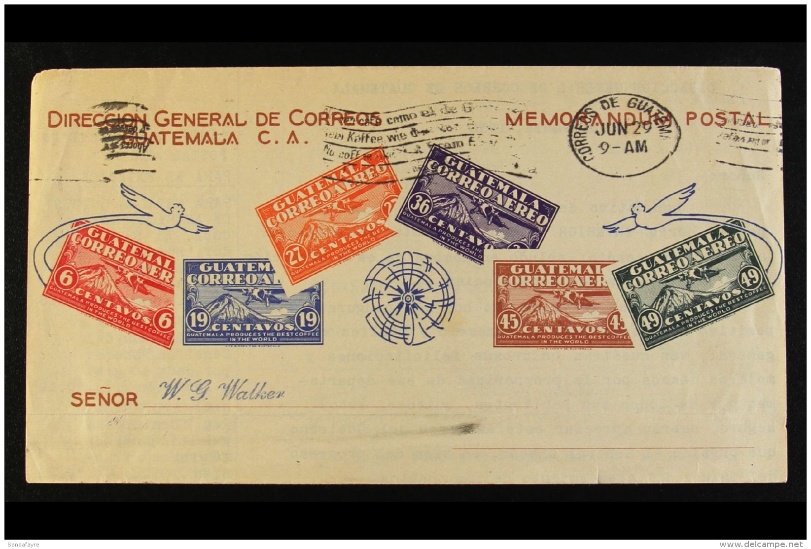 POSTAL STATIONERY AIRMAIL 1930 'Memorandum Postal' Printed Letter Sheet, H&amp;G 1, Fine Used With "Guatemala"... - Guatemala