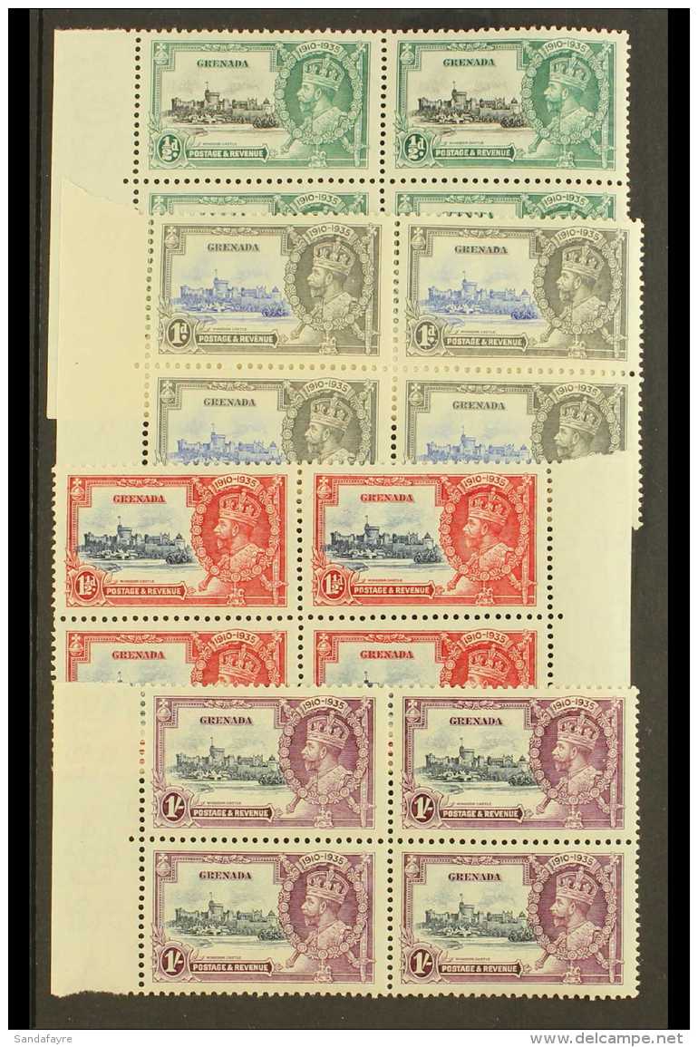 1935 Silver Jubilee Complete Set, SG 145/148, As Never Hinged Mint BLOCKS OF FOUR, Light Gum Streaks On One Of The... - Grenada (...-1974)