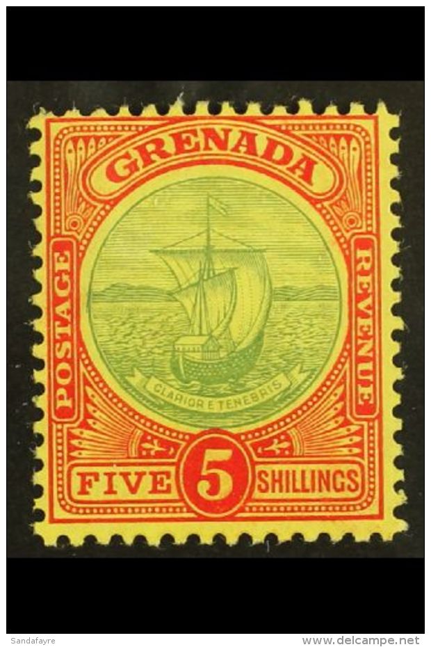 1908-11 5s Green And Red / Yellow, SG 88, Mint, Lightly Hinged. For More Images, Please Visit... - Grenada (...-1974)