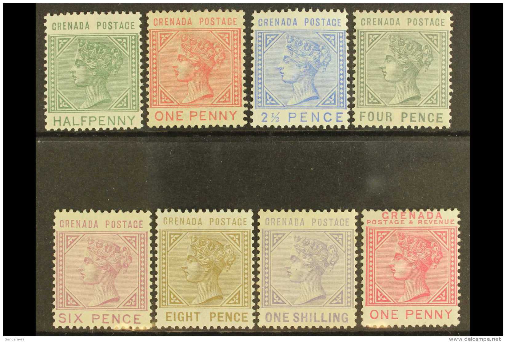 1883 Watermark Crown CA Complete Set Plus 1887 1d, SG 30/6, 40, 1883 1d With Large Part Gum, Others Generally Fine... - Grenada (...-1974)