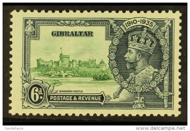 1935 6d Green And Indigo Silver Jubilee, Variety "Lightning Conductor", SG 116c, Very Fine NHM. For More Images,... - Gibraltar