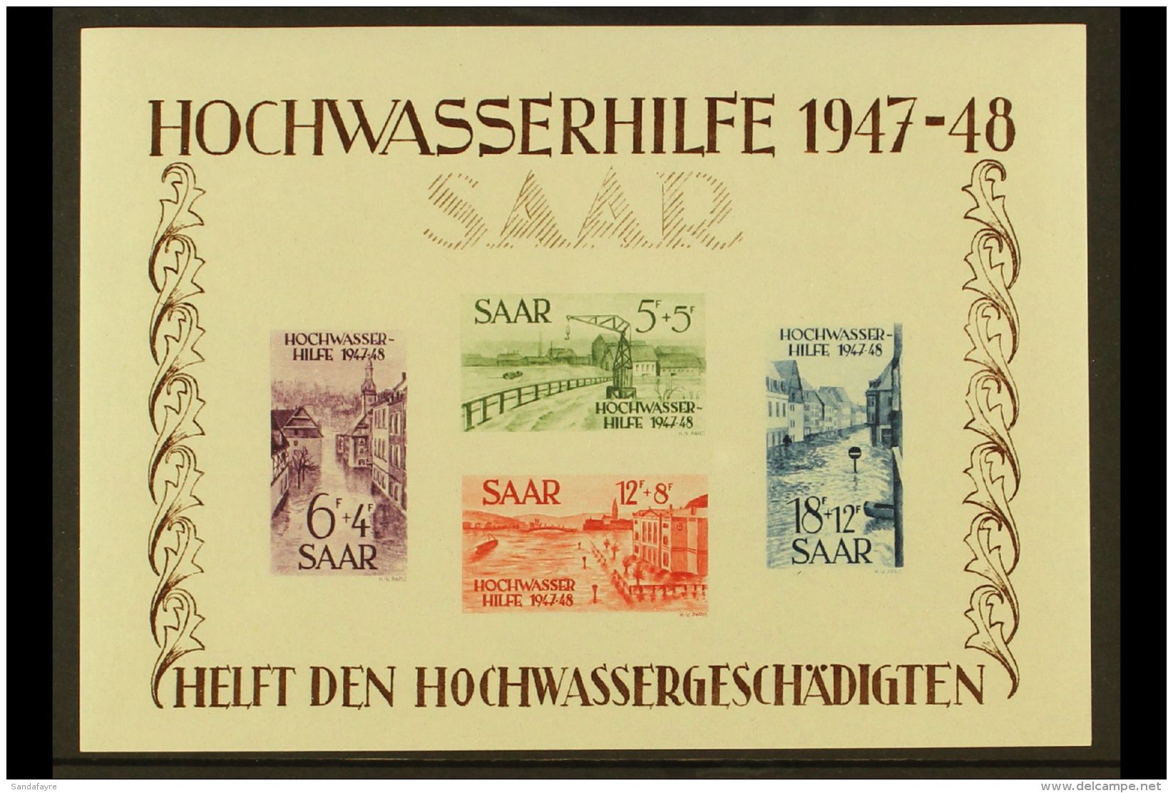 1948 Postage Flood Relief Large Miniature Sheet, Michel Block 1 (SG MS255a, Cat &pound;1000), Lightly Hinged Mint.... - Andere & Zonder Classificatie