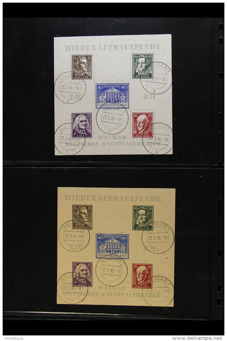 SOVIET - THURINGIA 1946 National Theatre Imperf And Rouletted Miniature Sheets, Michel Blocks 3A And 3B, Very Fine... - Other & Unclassified