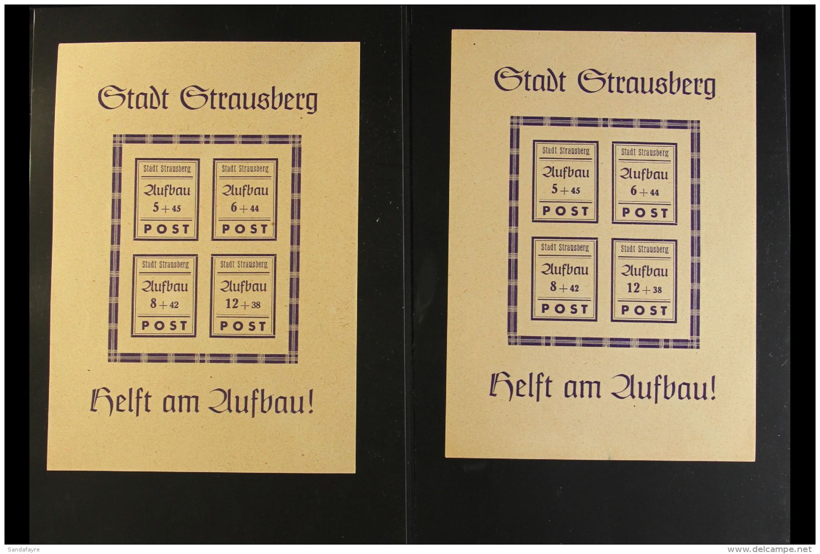 STRAUSBERG 1946 (30 Jan) Reconstruction Miniature Sheets, Both Types In Dark Blue-violet And In Black (Michel... - Other & Unclassified
