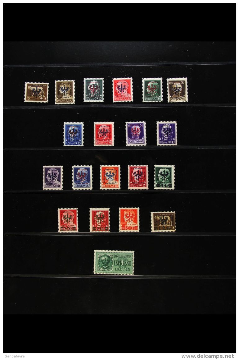 LAIBACH (LUBIANA) 1944 OVERPRINTS COMPLETE MINT COLLECTION On Stock Pages, All Different, Inc 1944 Set Inc Airs... - Andere & Zonder Classificatie