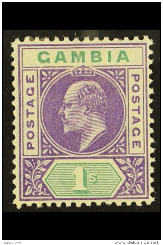1904-06 1s Violet &amp; Green, "Dented Frame" Variety, SG 67a, Fine Mint For More Images, Please Visit... - Gambia (...-1964)