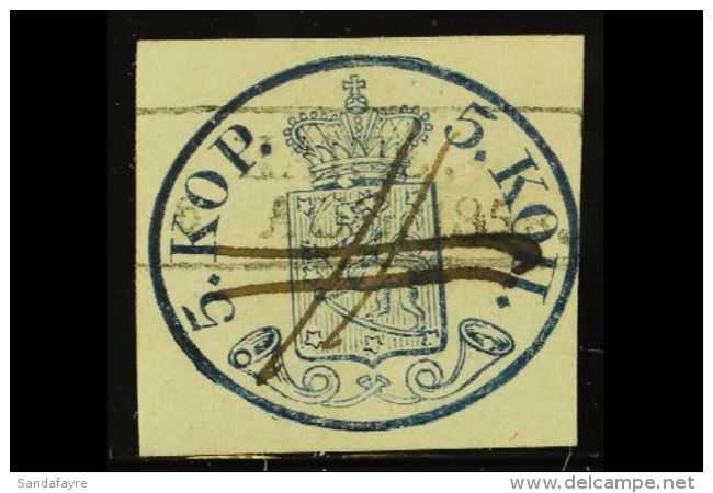 1858 5k Blue With Large Pearls On Wove Paper, SG 4 (Facit 1II), Used With Very Fine "KARIS" 8th Aug 1858 Datestamp... - Other & Unclassified