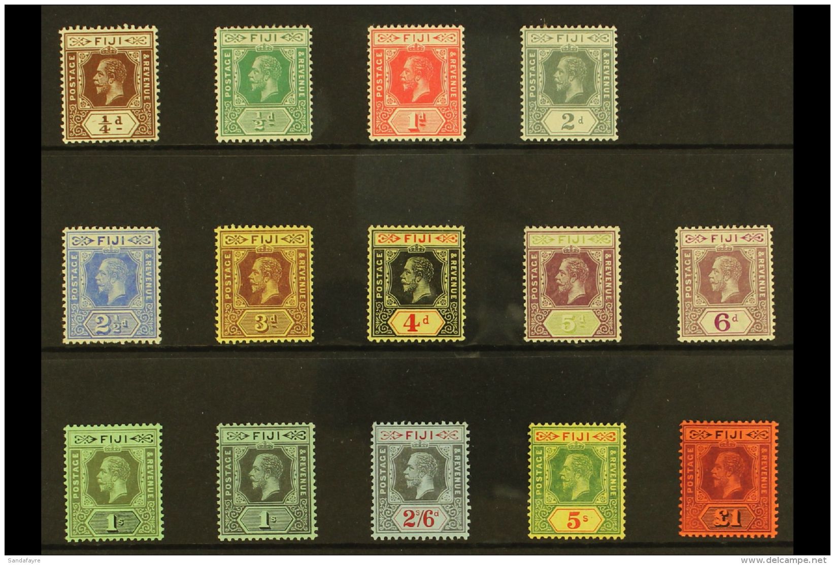 1912-23 KGV Definitive Set, SG 125/137, Inc An Additional 1s Variant. Fine Mint (14 Stamps) For More Images,... - Fiji (...-1970)