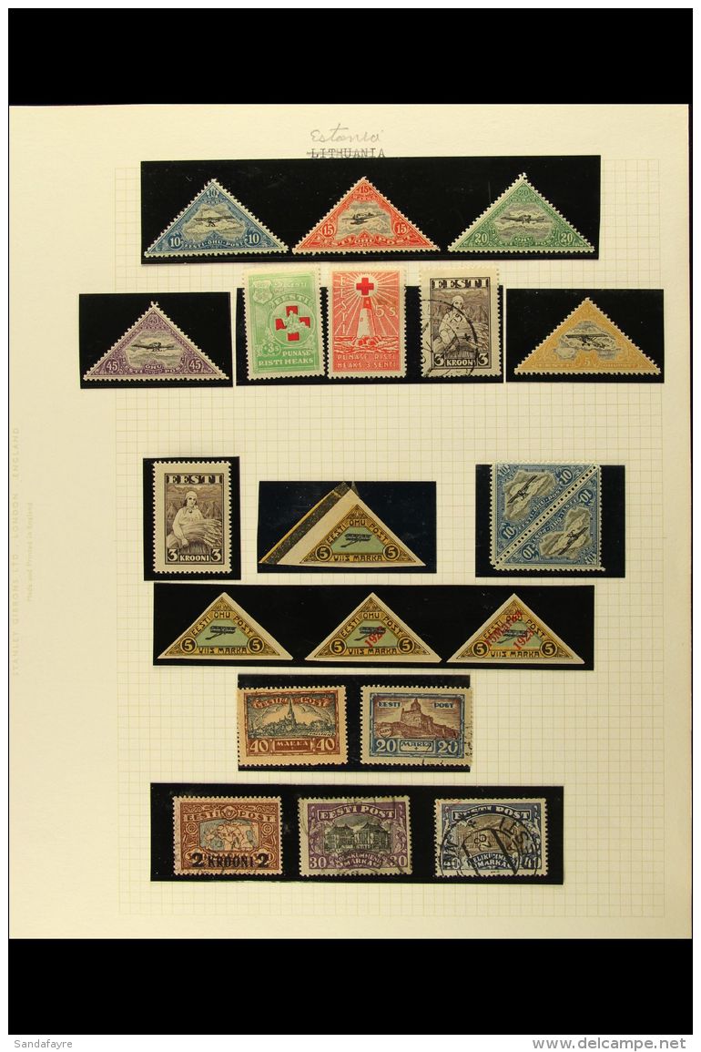 1918-1941 COLLECTION ON LEAVES Mint And Used, Mainly Fine And Fresh. Note 1919-20 Ship Set Mint, 1923 (1 Oct) Air... - Estland