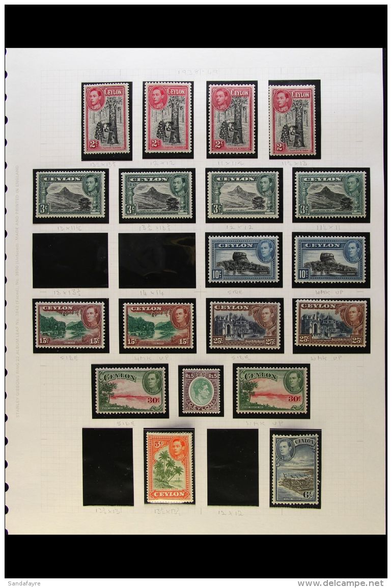 1937-54 KING GEORGE VI VERY FINE MINT COLLECTION Includes 1938-49 Definitive Set Complete With Many Of The... - Ceylon (...-1947)