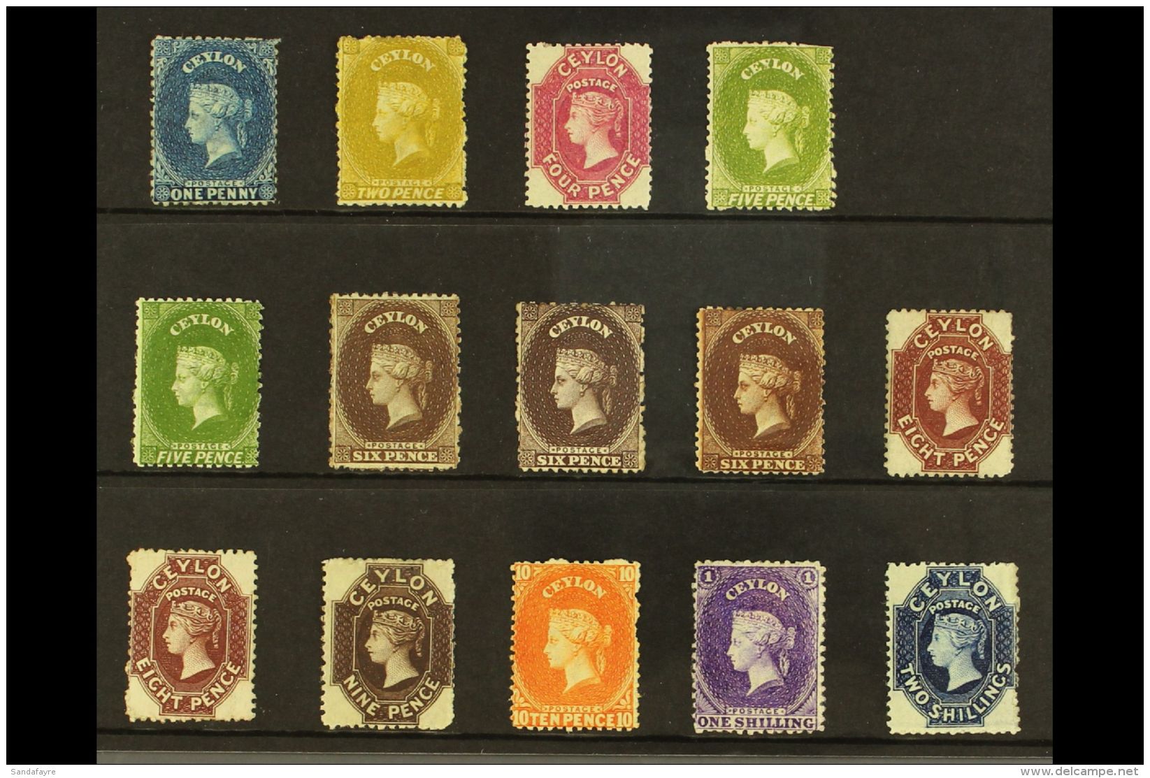 1867 - 70 FINE MINT SET Special Handmade Paper, CC Watermark, Perf 12&frac12; Set, Presented On A Stock Card With... - Ceylon (...-1947)