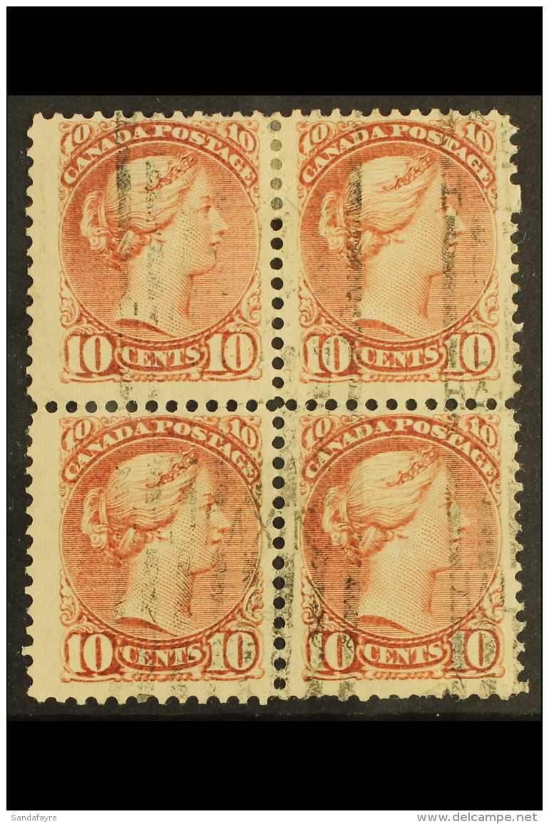 1889 - 97 10c Brownish Red, Used Block Of 4, Top Left Stamp Showing Constant Plate Variety "pitted 10", Uni 45v.... - Andere & Zonder Classificatie