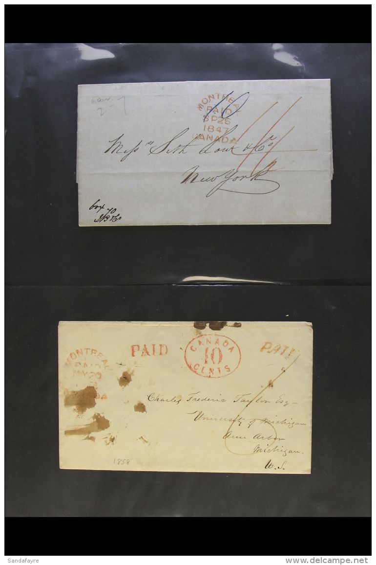 1847-1865 MAIL TO THE UNITED STATES. An Interesting Group Of Stampless Covers &amp; Entire Letters Addressed To... - Altri & Non Classificati