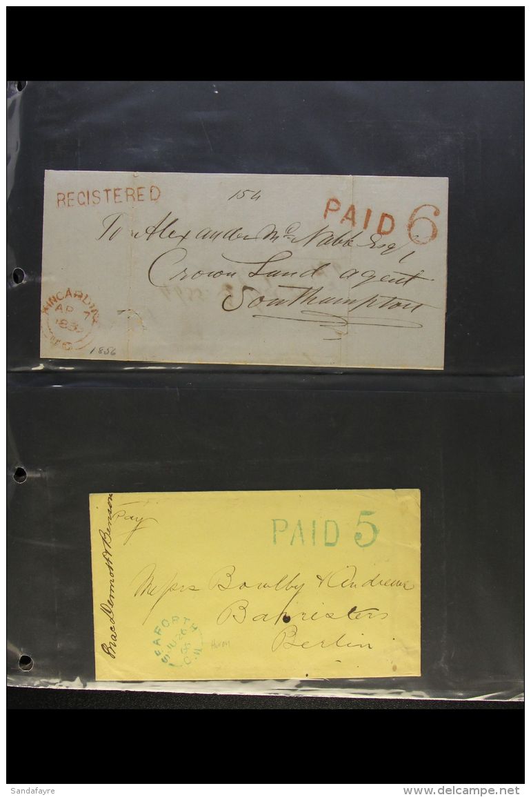 1841-1873 PAID RATE MAIL. An Interesting Collection Of Stampless Entire Letters &amp; Covers Bearing Various... - Andere & Zonder Classificatie