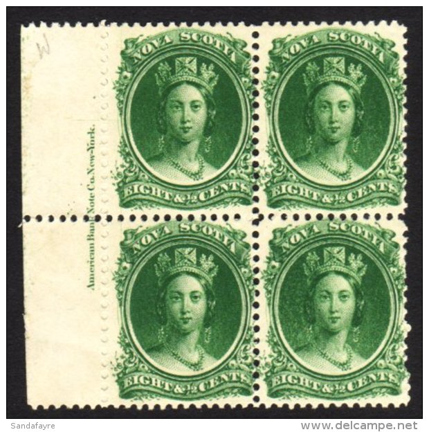 1860-63 8&frac12;c Deep Green On White Paper SG 26, Fine Mint Marginal Imprint Block Of Four.  For More Images,... - Altri & Non Classificati