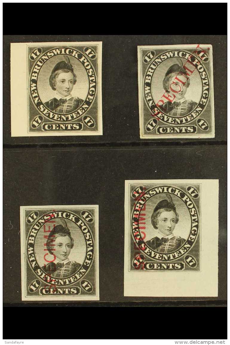 1860-63 17c Black IMPERF PLATE PROOFS, One Without Overprint, The Others With 3 Different "SPECIMEN" Overprints In... - Andere & Zonder Classificatie