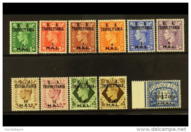TRIPOLITANIA 1950 "B.A." Set To 24L On 1s (SG T14/23), Plus 24L On 1s Postage Due (SG TD10), Very Fine Mint. (11... - Italiaans Oost-Afrika