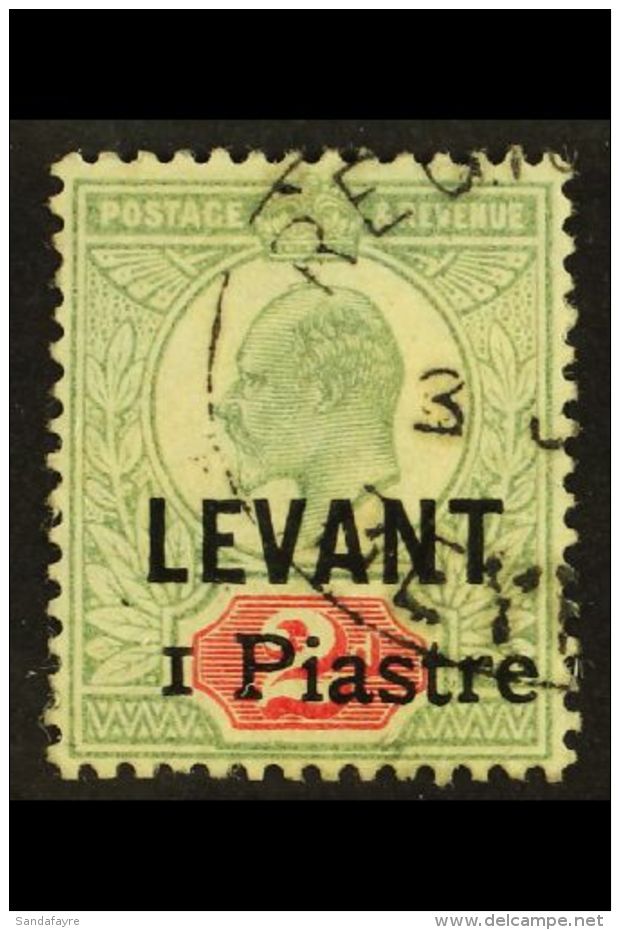 1906 BEYROUTH PROVISIONAL 1pi On 2d Grey-green &amp; Carmine Surcharge, SG 15, Fine Used With Part Of "Beyrouth"... - Brits-Levant