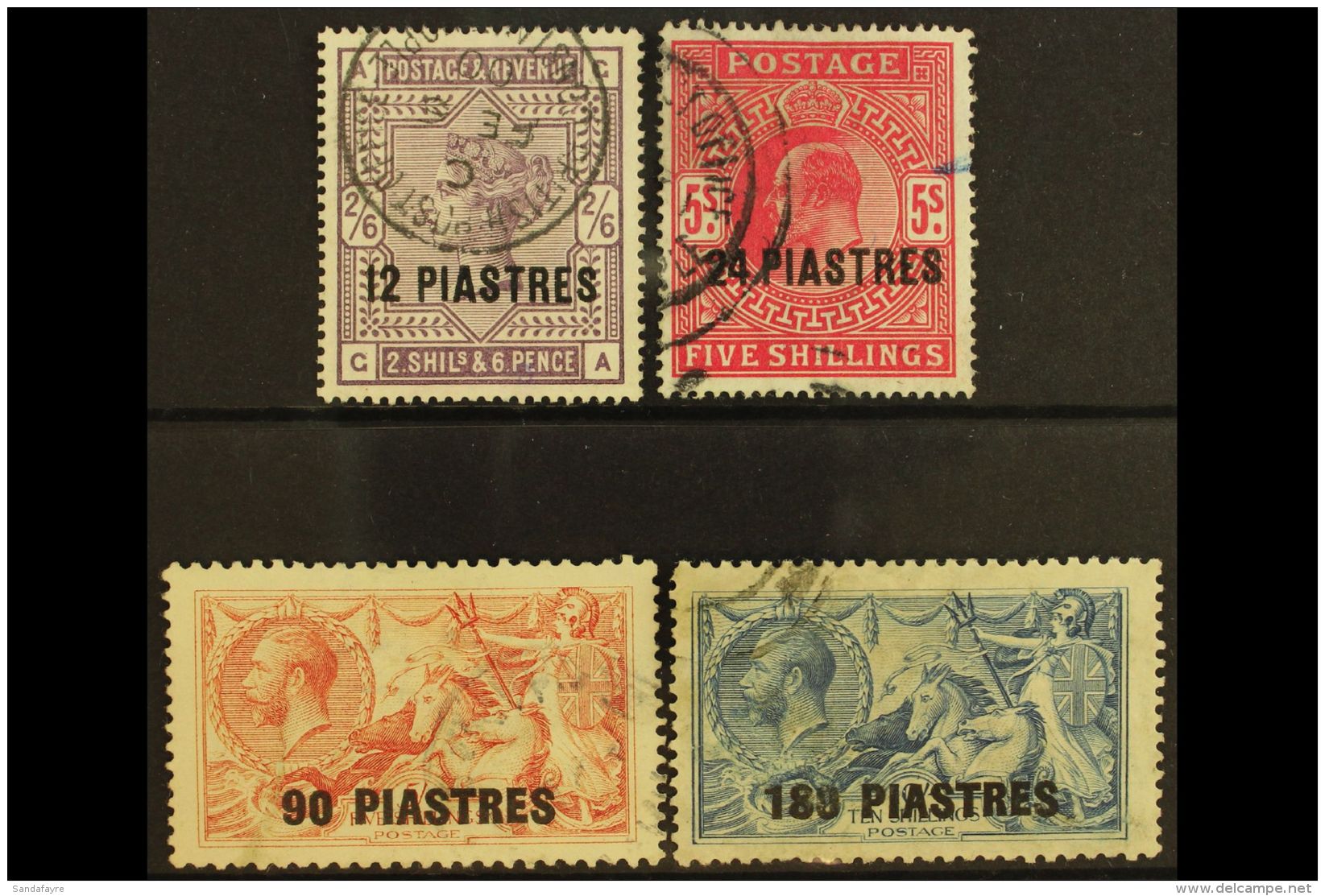 1888-1921 USED HIGH VALUES With 1888 12pi On 2s6d, 1905 24pi On 5s, 1921 90pi On 5s And 180pi On 10s. Nice Group!... - Brits-Levant