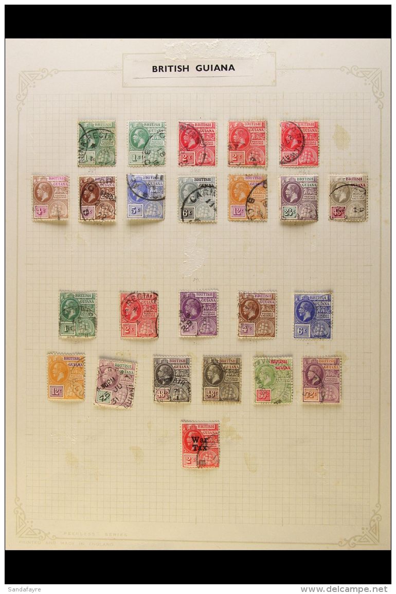 1913-1951 USED COLLECTION On Leaves, Chiefly ALL DIFFERENT, Inc 1913-21 Set To 48c, 1921-27 Set To 72c, 1931... - Brits-Guiana (...-1966)