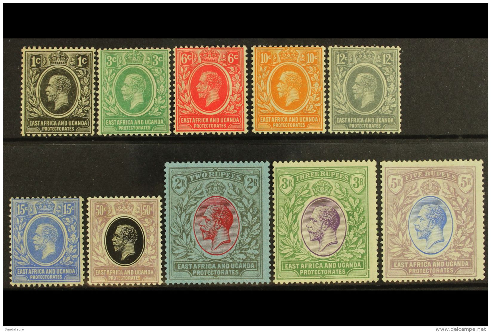 1921 KGV Multi Script CA Watermark Set, SG 65/74, Fine Mint (10 Stamps) For More Images, Please Visit... - Protectoraten Van Oost-Afrika En Van Oeganda