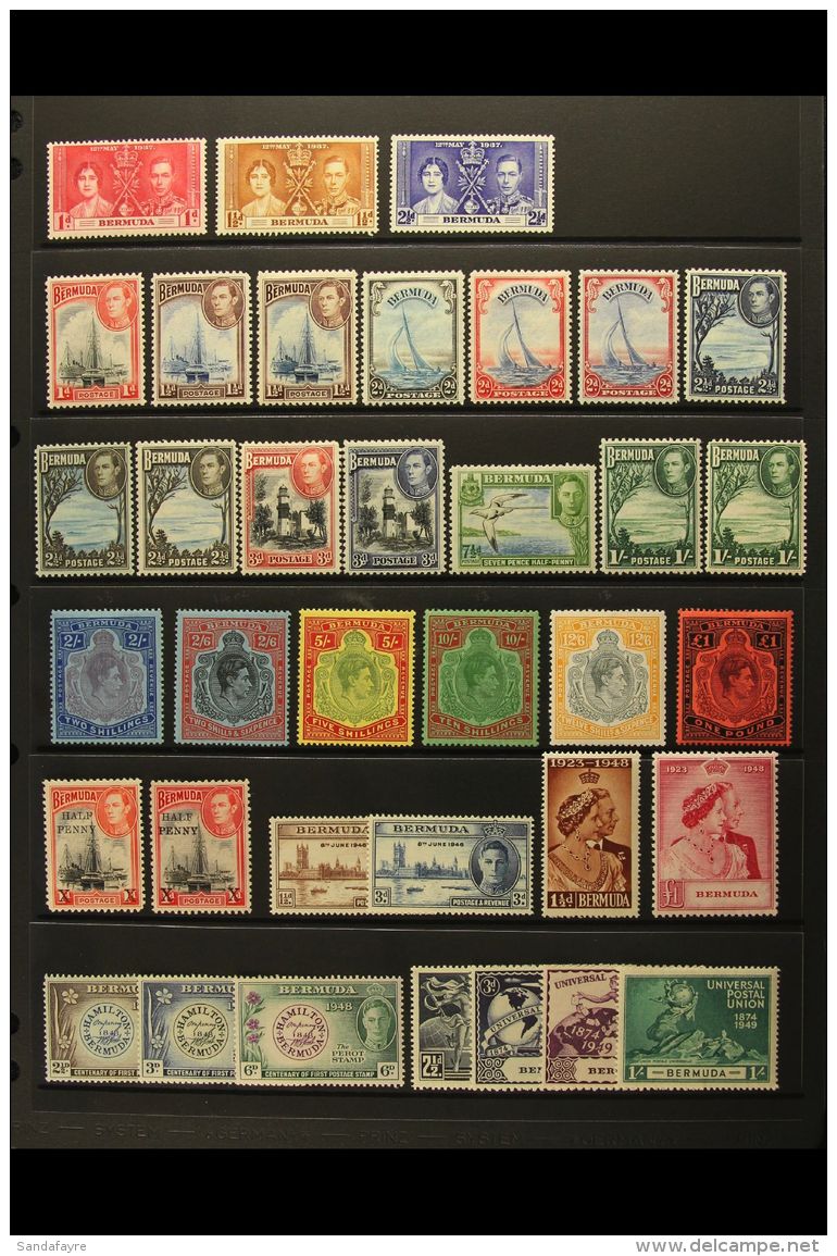 1937-52 COMPLETE MINT KGVI COLLECTION Presented On A Stock Page. Includes A Complete Basic Collection From... - Bermuda