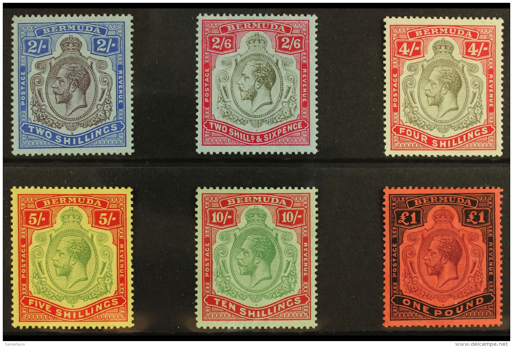 1918-22 KGV "Key Plate" Set, SG 51b/55, Very Fine Mint Group (6 Stamps) For More Images, Please Visit... - Bermudas