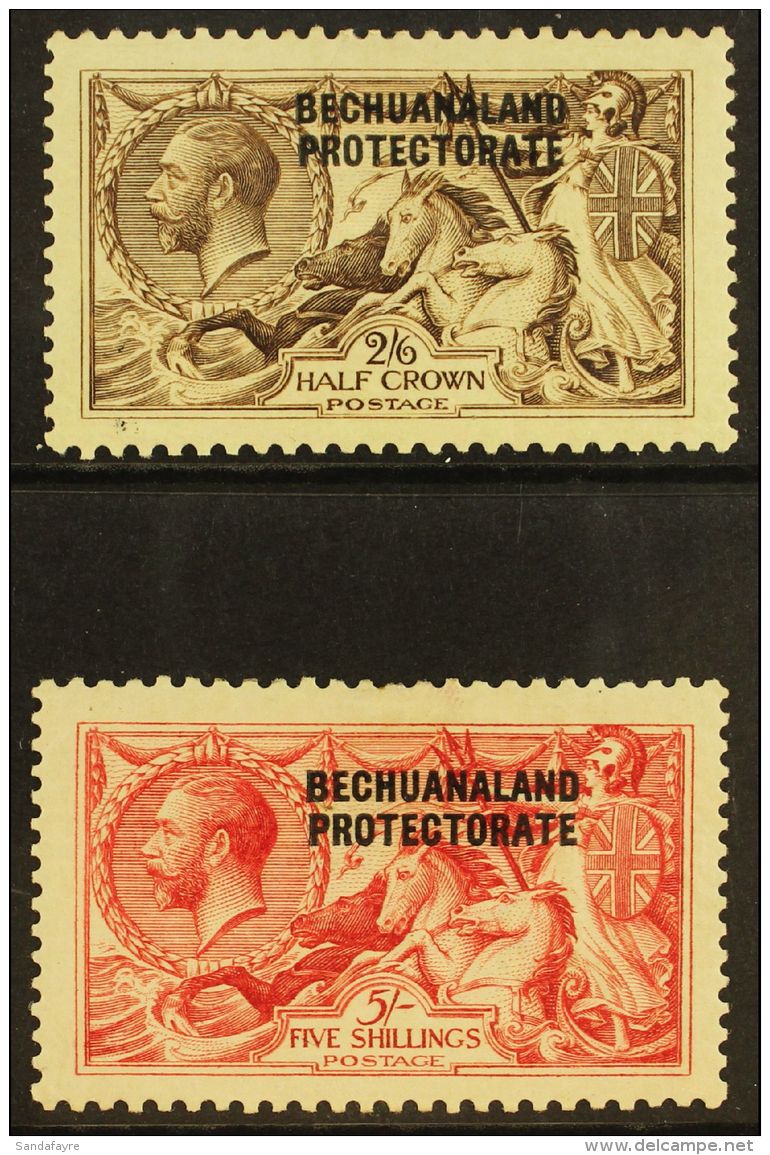 1913-24 2s6d Deep Sepia-brown And 5s Rose-carmine Seahorses, Waterlow Printings, SG 83/84, Fine Mint. (2 Stamps)... - Andere & Zonder Classificatie
