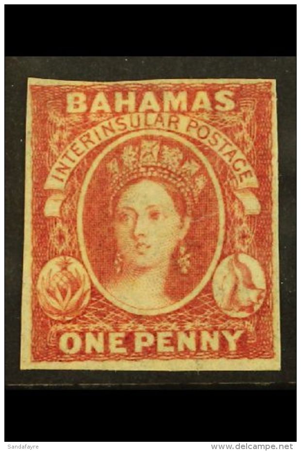 1859 1d Reddish Lake On Thick Slightly Transparent Paper (see Notes After SG 2), Mint With 4 Margins. For More... - Andere & Zonder Classificatie