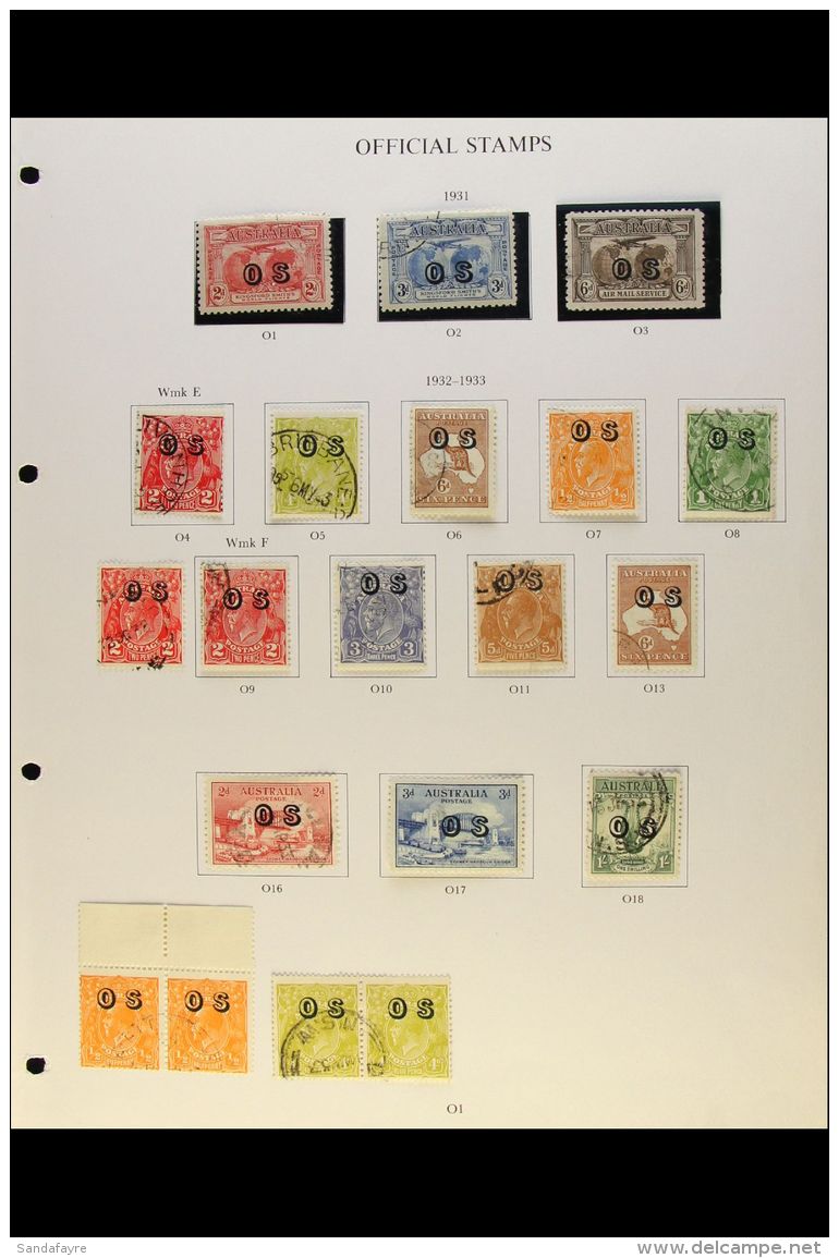 OFFICIALS 1931-3 "O S" USED OVERPRINTS, Complete Basic Run From Kingsford Smith Flights To 1s Green Lyrebird, SG... - Andere & Zonder Classificatie