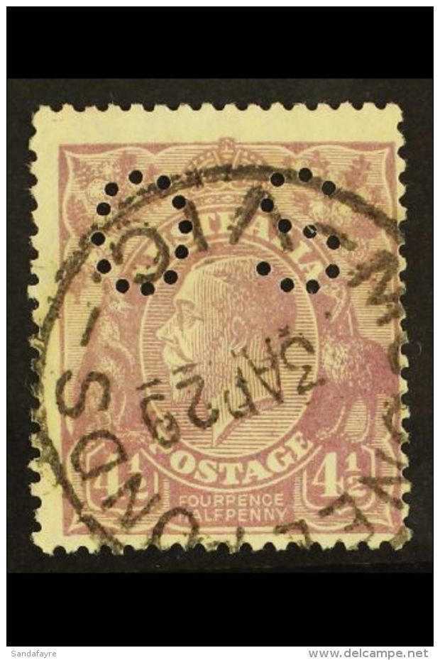 OFFICIALS 1926 4d Violet, Perf 13&frac12;x12&frac12;, Punctured "OS", SG O109, Good Used Centered To Right. Scarce... - Other & Unclassified