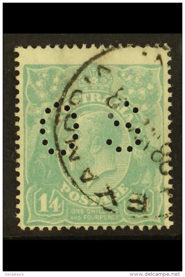 OFFICIALS 1926 1s 4d Pale Greenish Blue, Punctured "OS", SG O96, Fine Used Centered To Base. For More Images,... - Andere & Zonder Classificatie