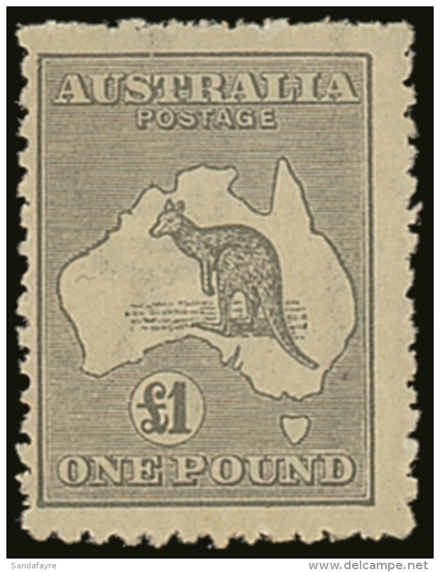 1923-24 &pound;1 Grey Kangaroo, SG 75, Very Lightly Hinged Mint (near NH), Centered To Left, Fresh Colour. For... - Other & Unclassified