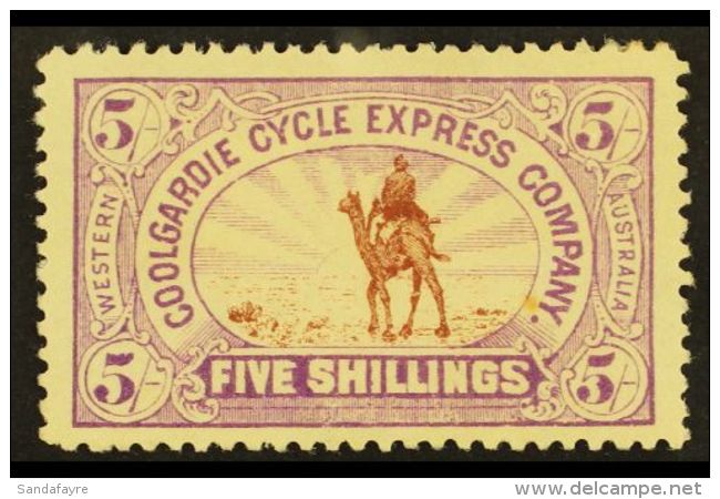 WESTERN AUSTRALIA COOLGARDIE CYCLE EXPRESS 1896 5s Camel Rider Local Stamp, Fine Mint, Small Thins. For More... - Andere & Zonder Classificatie