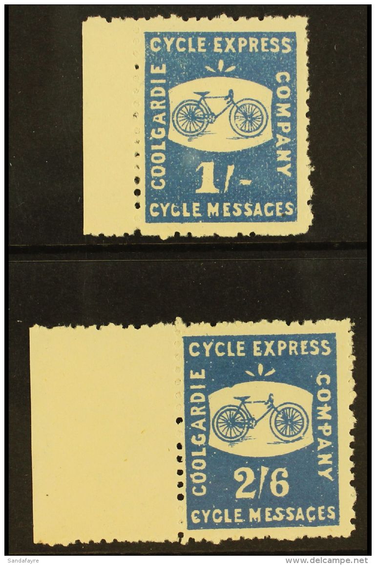 WESTERN AUSTRALIA COOLGARDIE CYCLE EXPRESS 1893 1s Blue &amp; 2s6d Blue Bicycle Local Stamps, Fine Mint Part Og,... - Andere & Zonder Classificatie